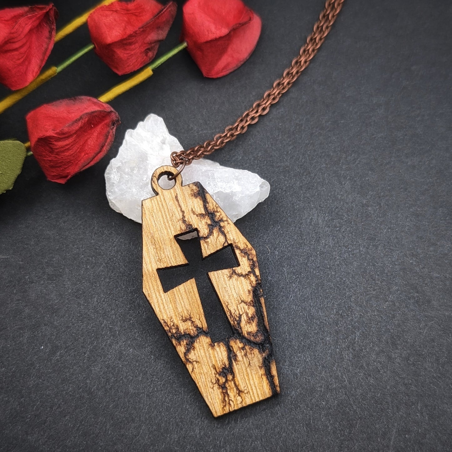 Fractal Burned Coffin Pendant