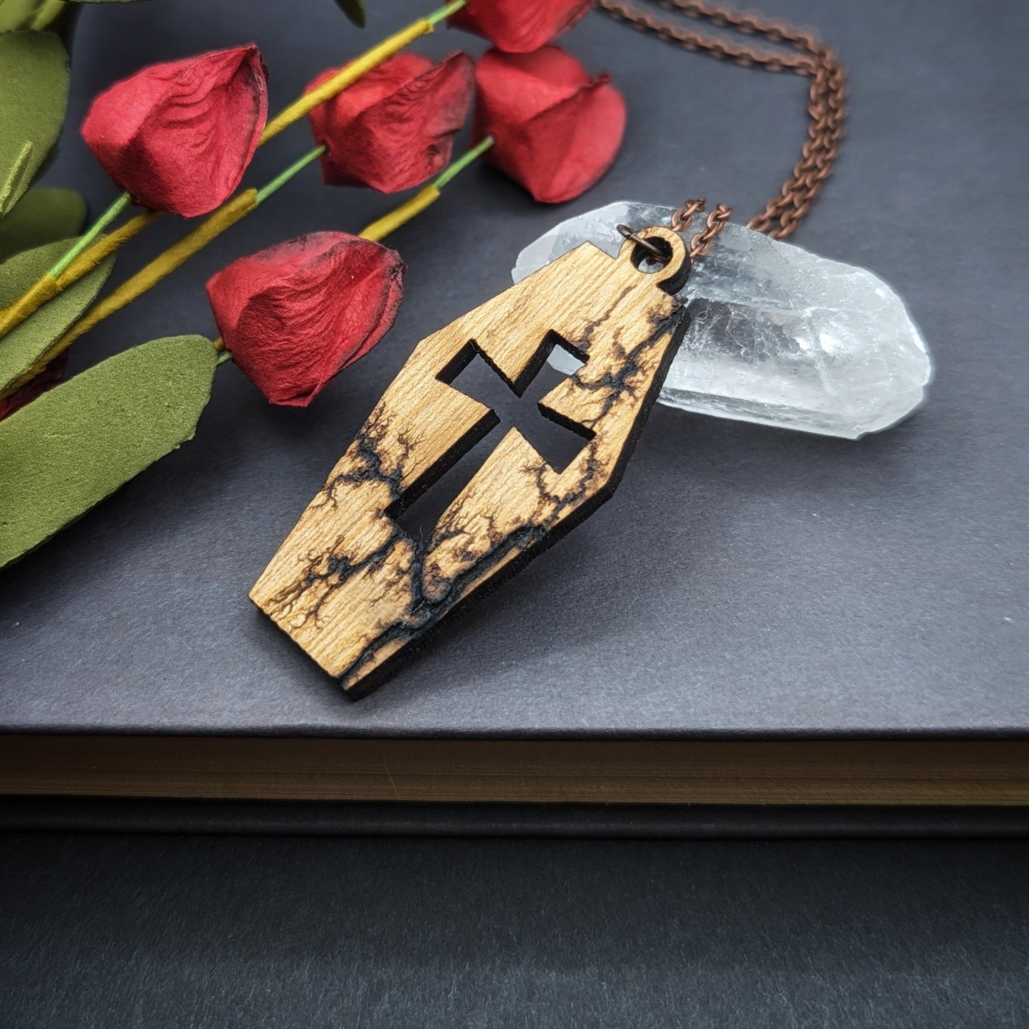 Fractal Burned Coffin Pendant