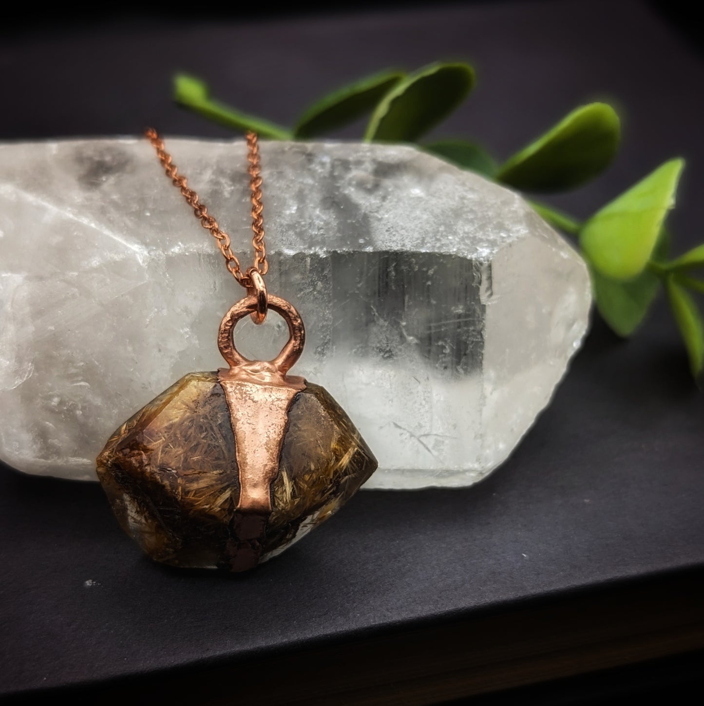 Raw Rutilated Quartz Necklace