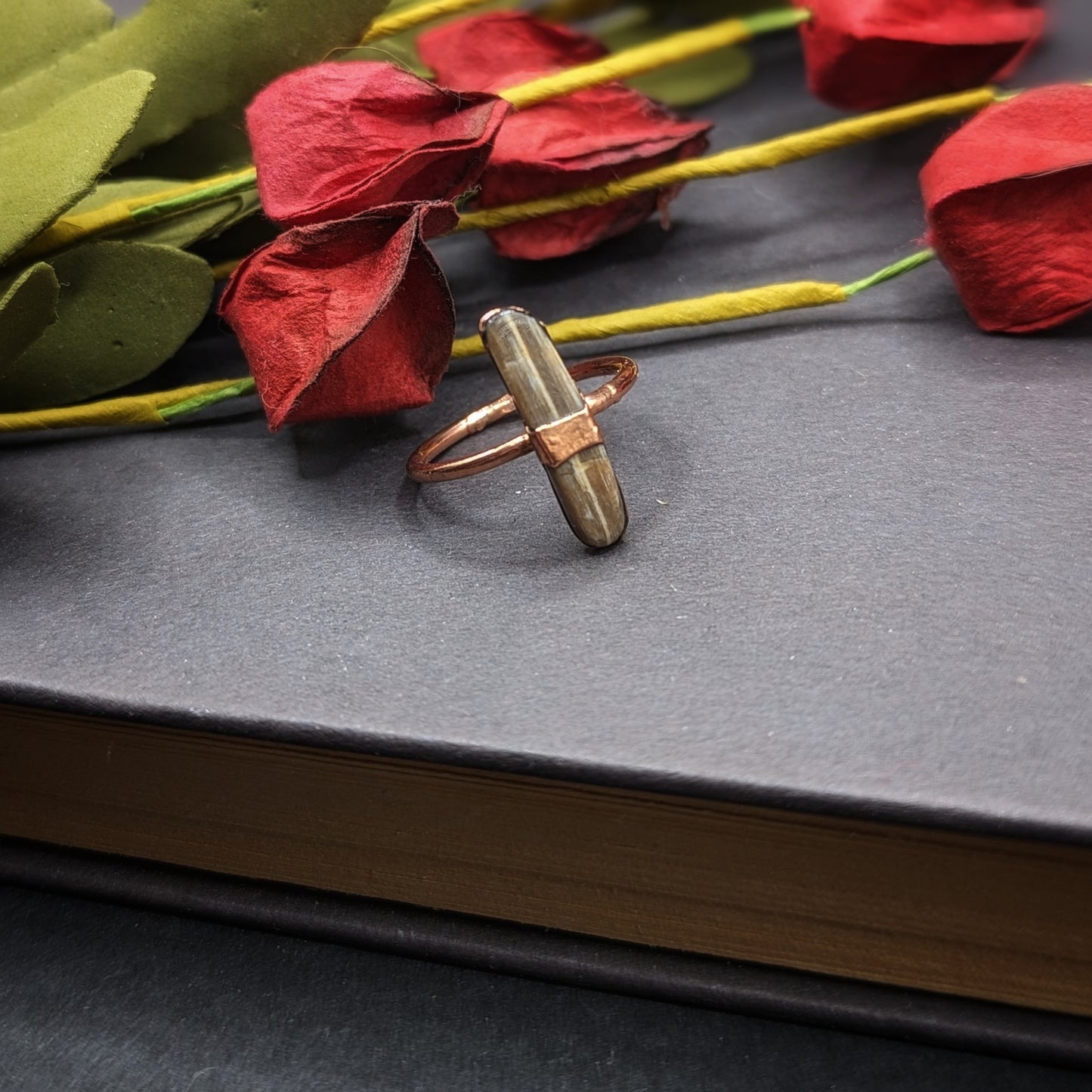 Skinny Petrified Wood Ring - Size 5.5
