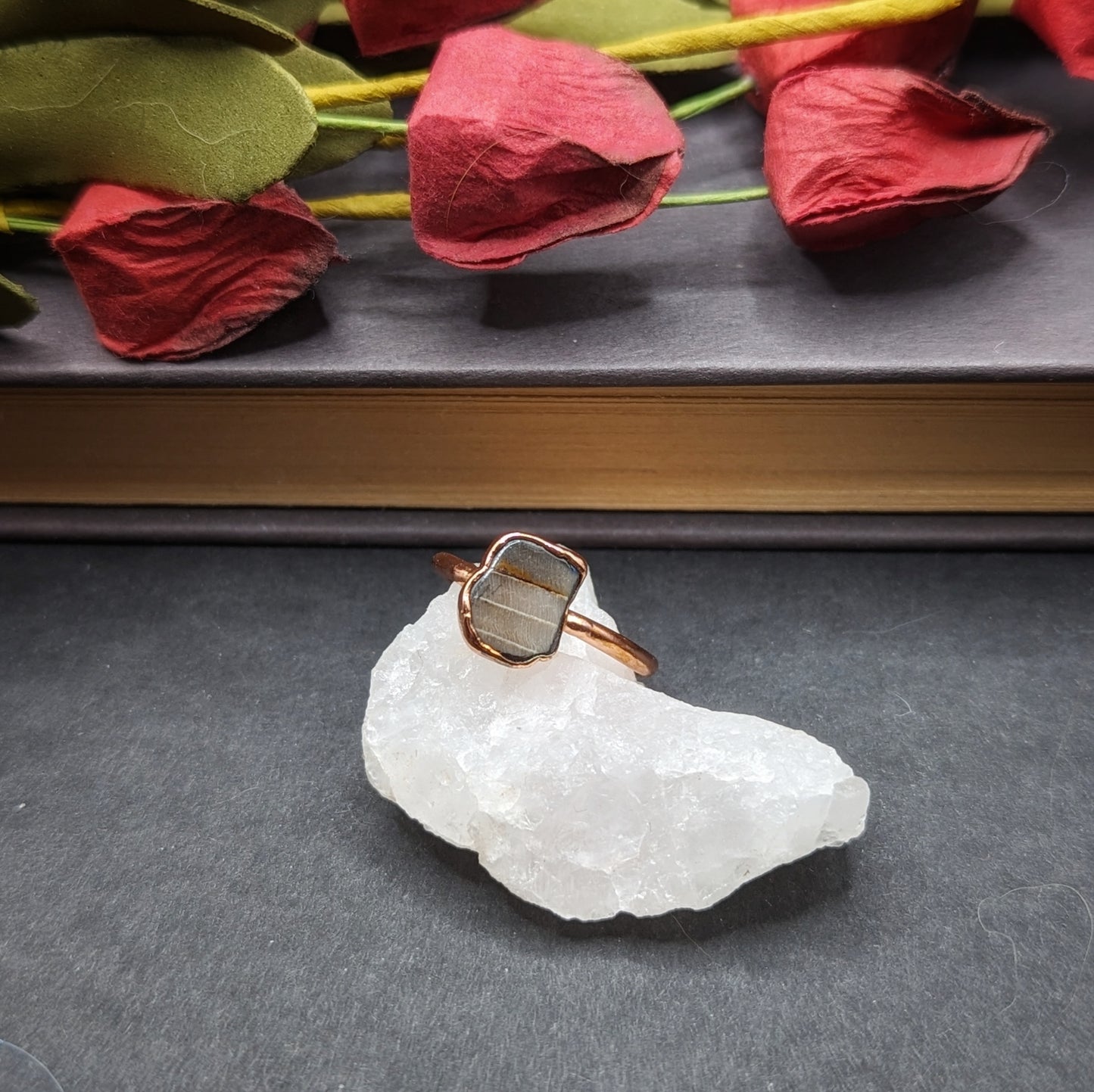 Tiny Petrified Wood Ring - Size 5