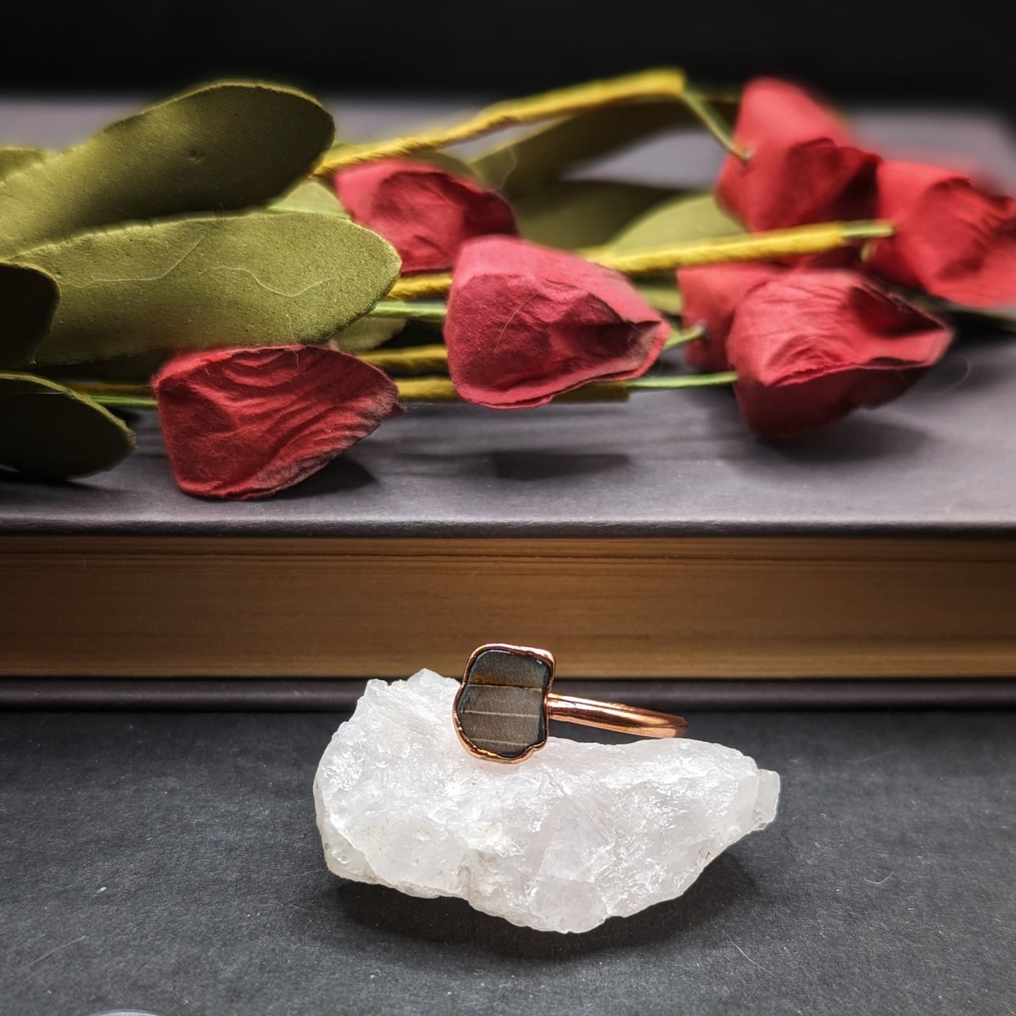 Tiny Petrified Wood Ring - Size 5