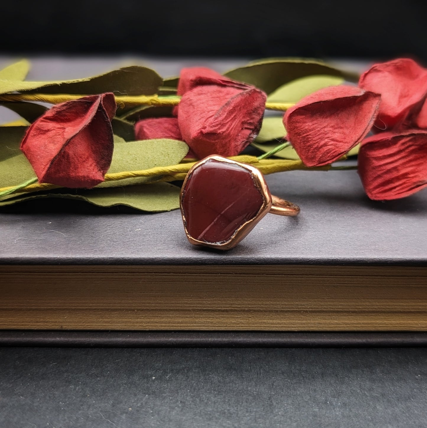 Red Petrified Wood Ring - Size 7.5