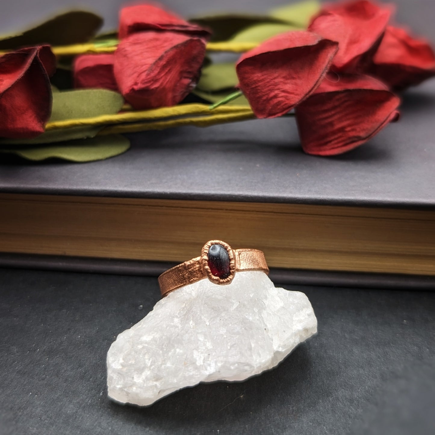 Oval Garnet Ring - Size 7.5