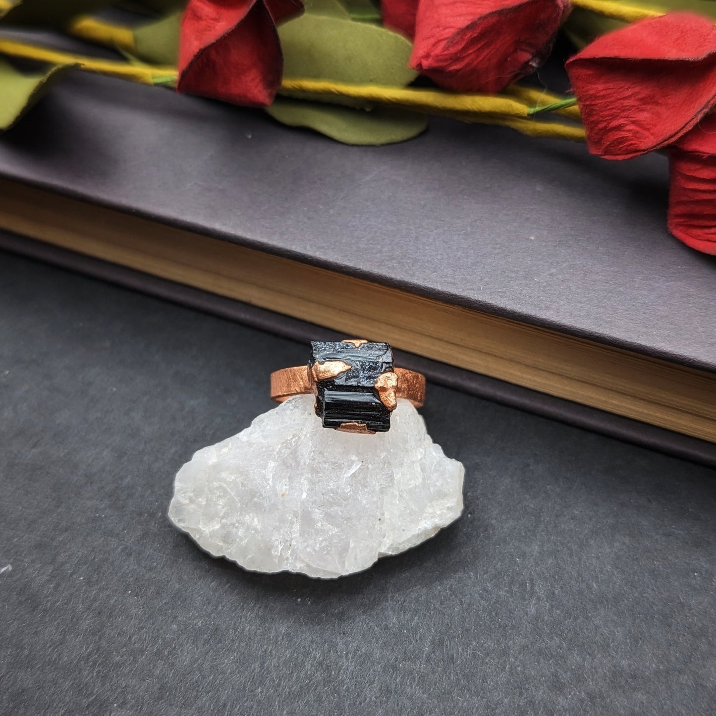 Black Tourmaline Ring - Size 8.5