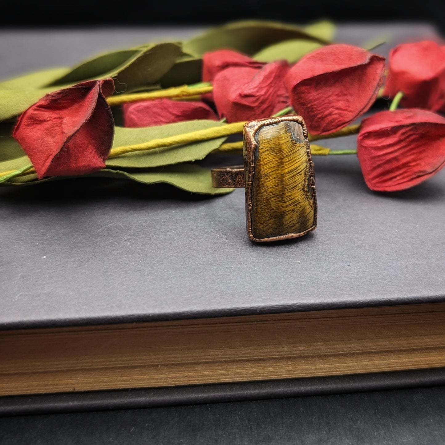 Tigers Eye Statement Ring - Size 8