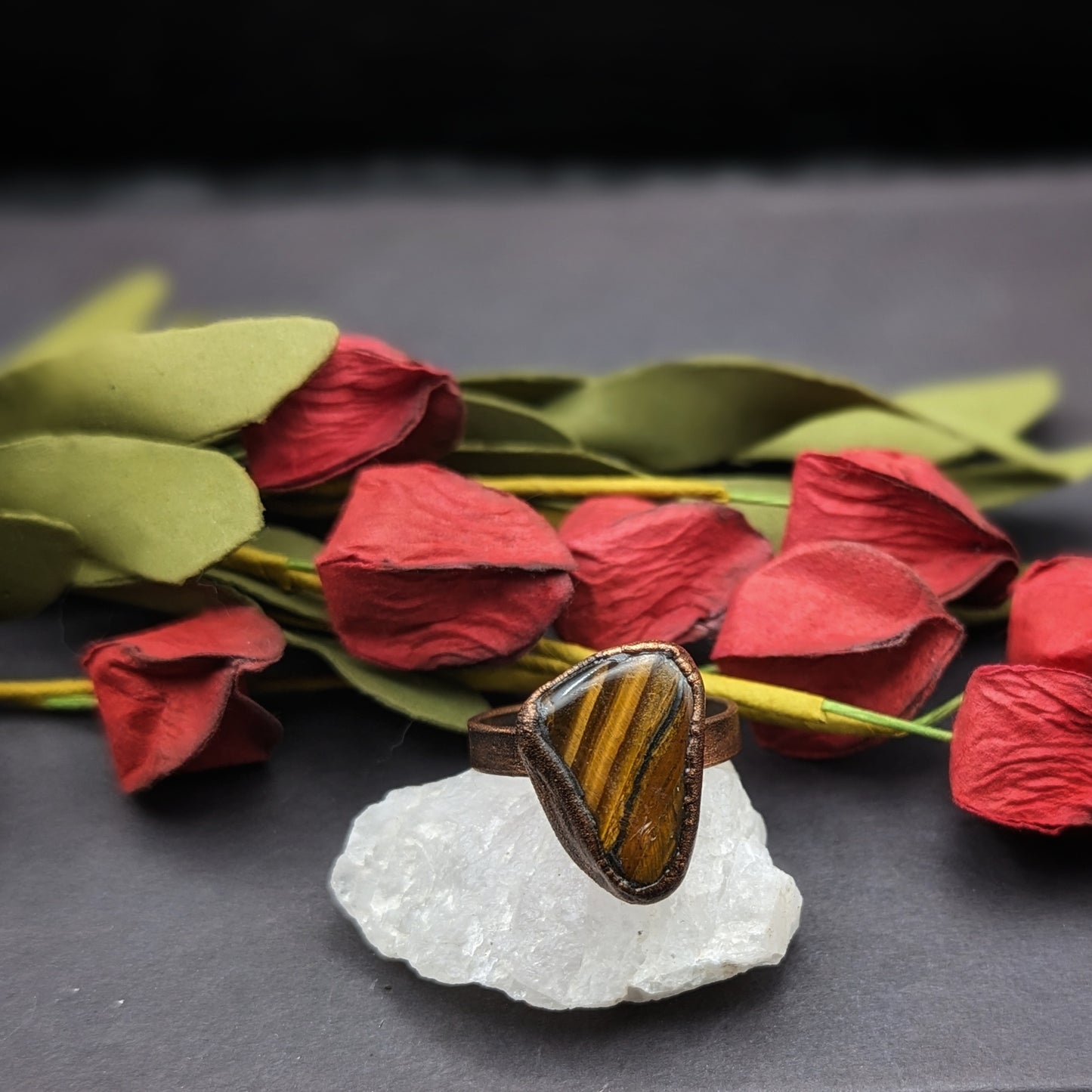 Large Tigers Eye Ring - Size 9