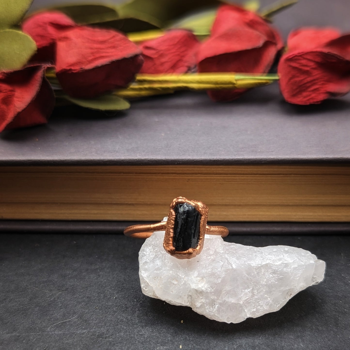 Black Tourmaline Ring - Size 9