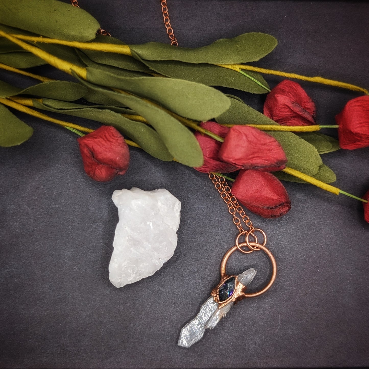 Mystic Topaz and Quartz Necklace