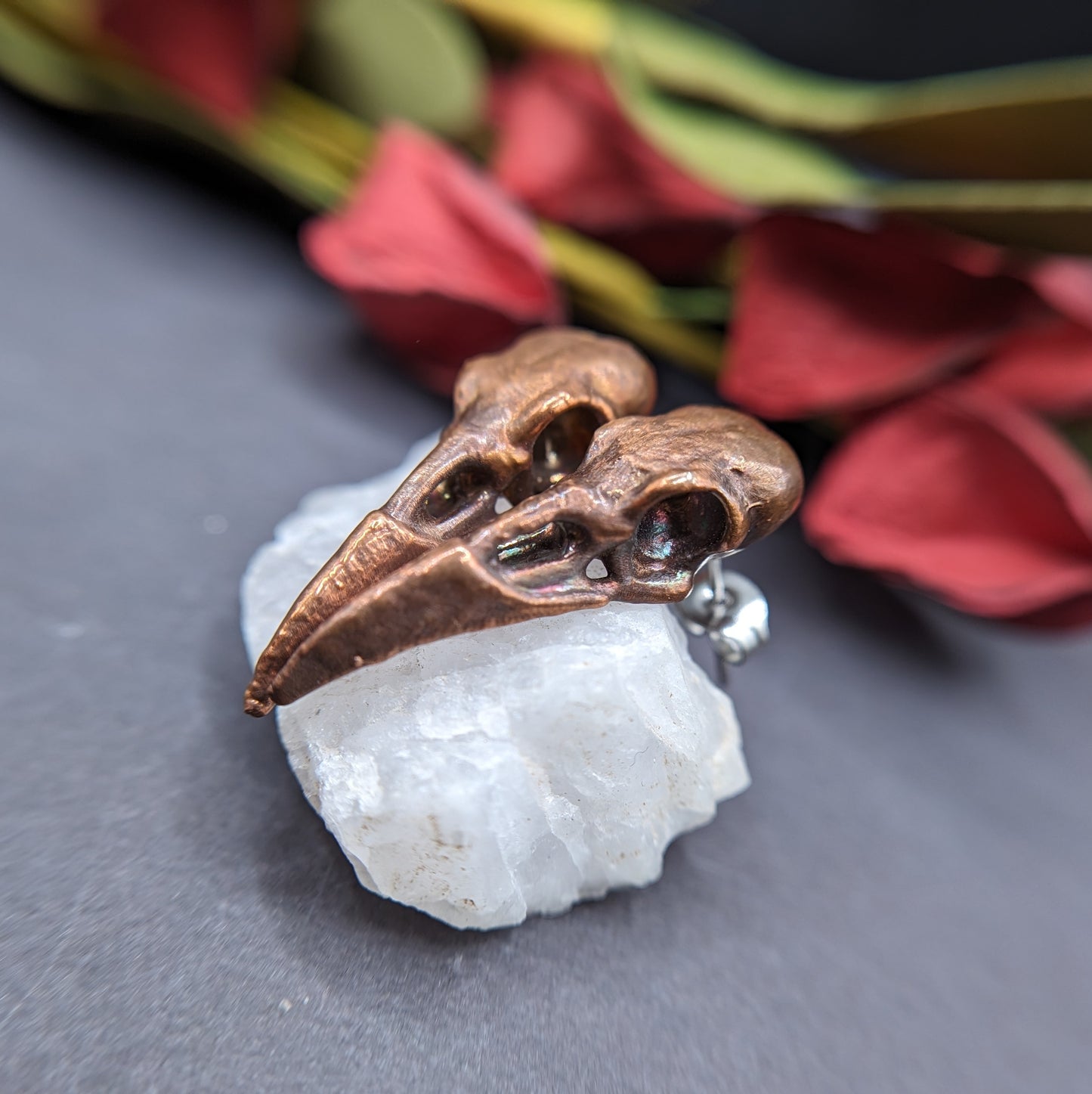 Crow Skull Stud Earrings