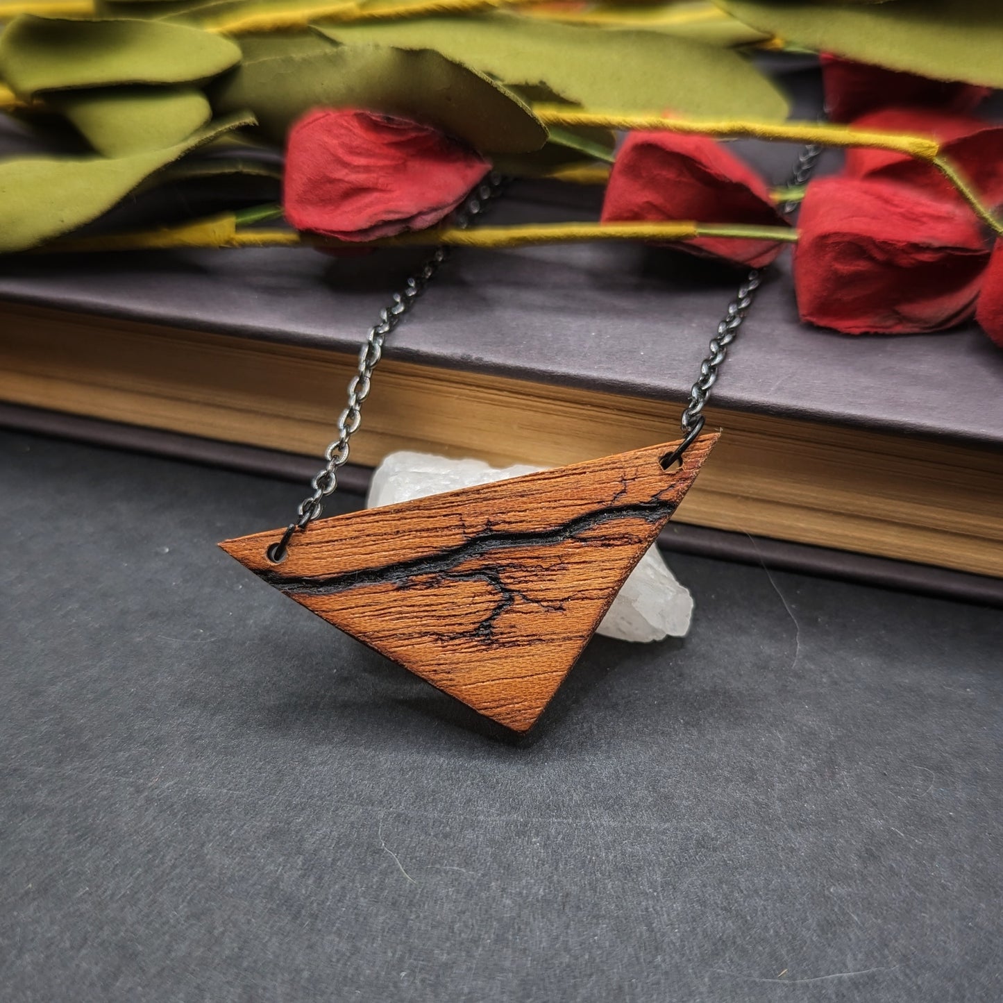 Triangular Fractal Burned Necklace