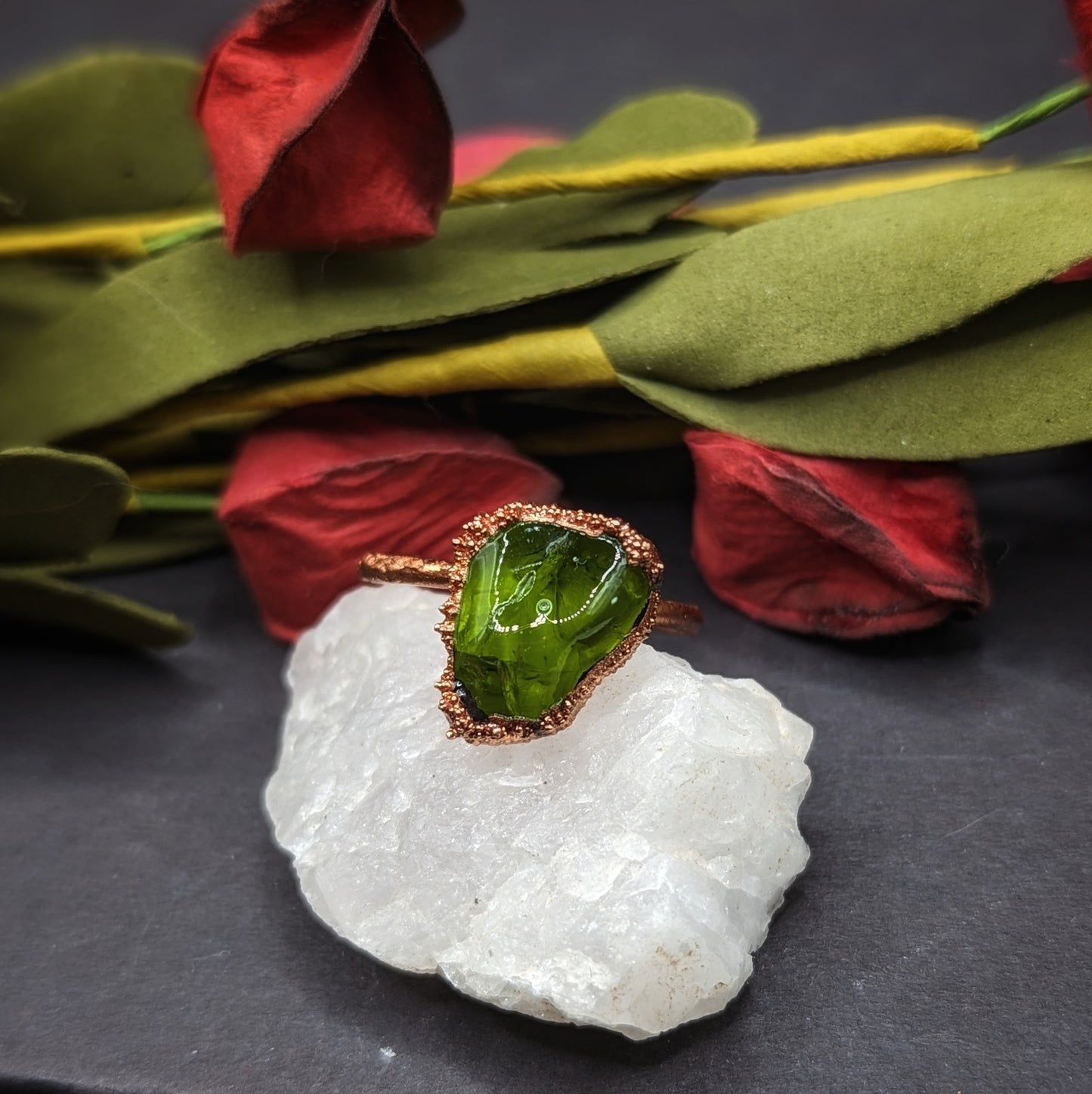 Chunky Arizona Peridot Ring - Size 6.5