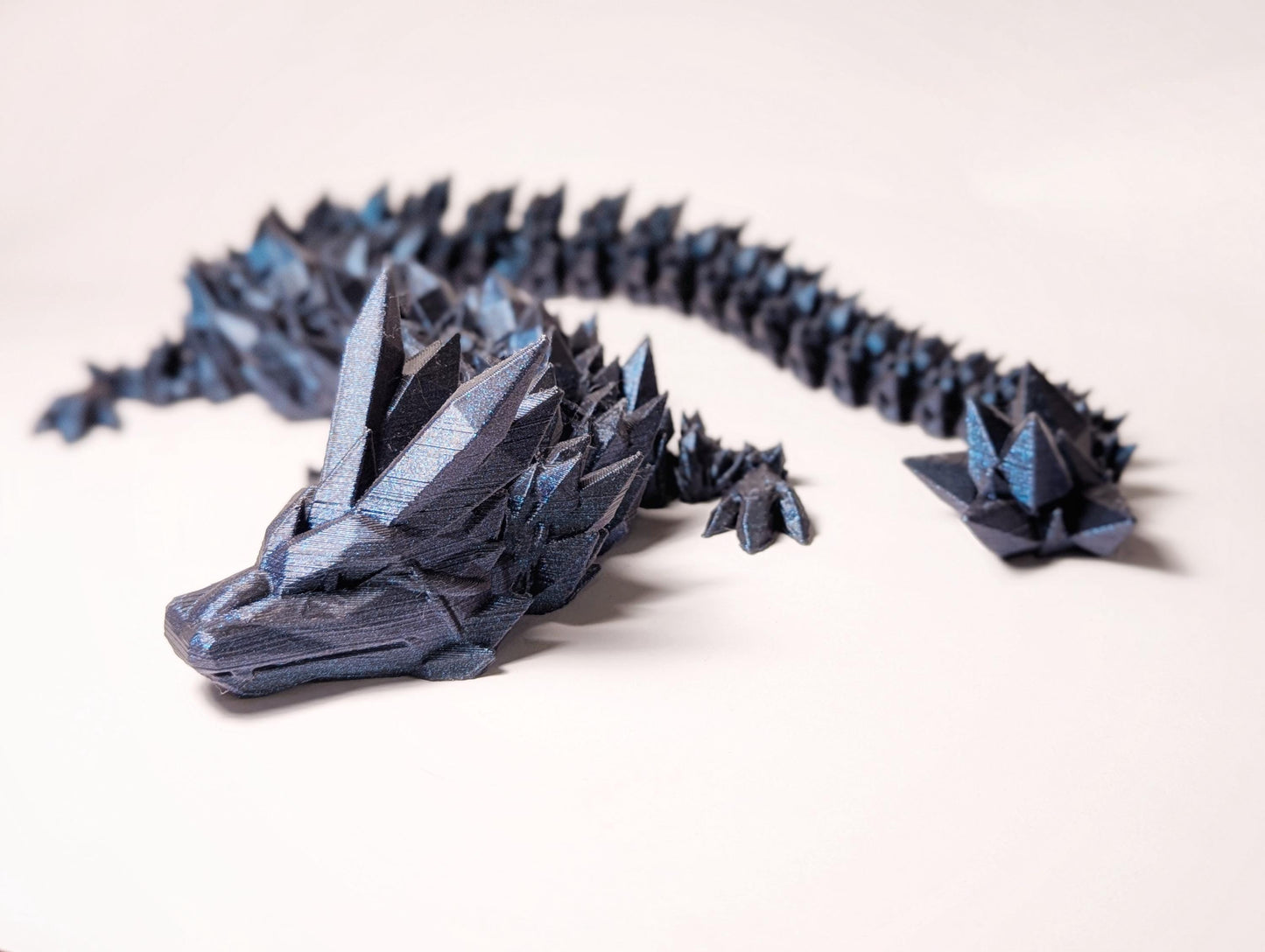 Crystal Dragon, Flexible 3D Printed Dragon, Cinderwing Crystal Dragon, Articulated Fidget Dragon, Large Crystal Dragon