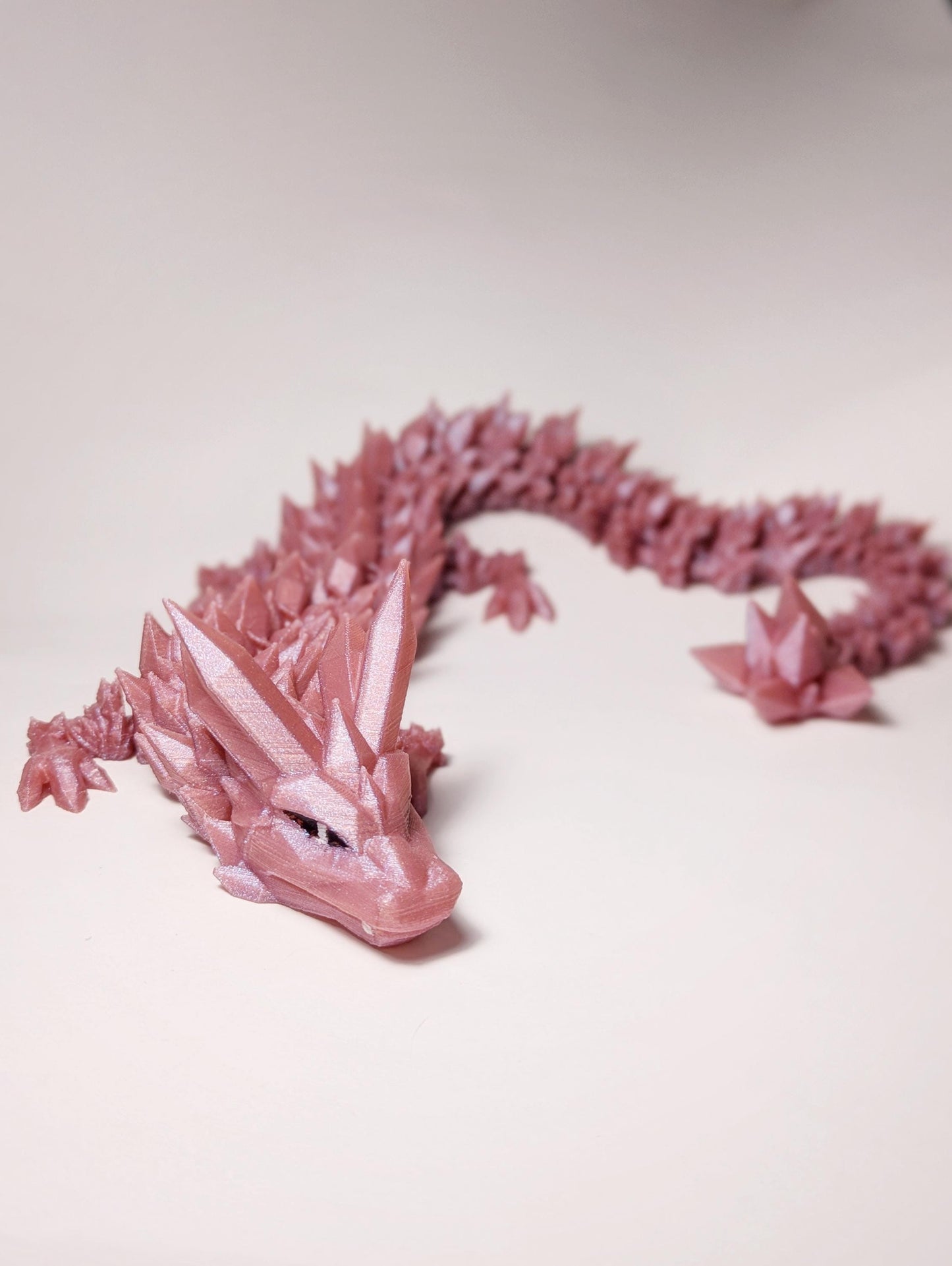 Crystal Dragon, Flexible 3D Printed Dragon, Cinderwing Crystal Dragon, Articulated Fidget Dragon, Large Crystal Dragon
