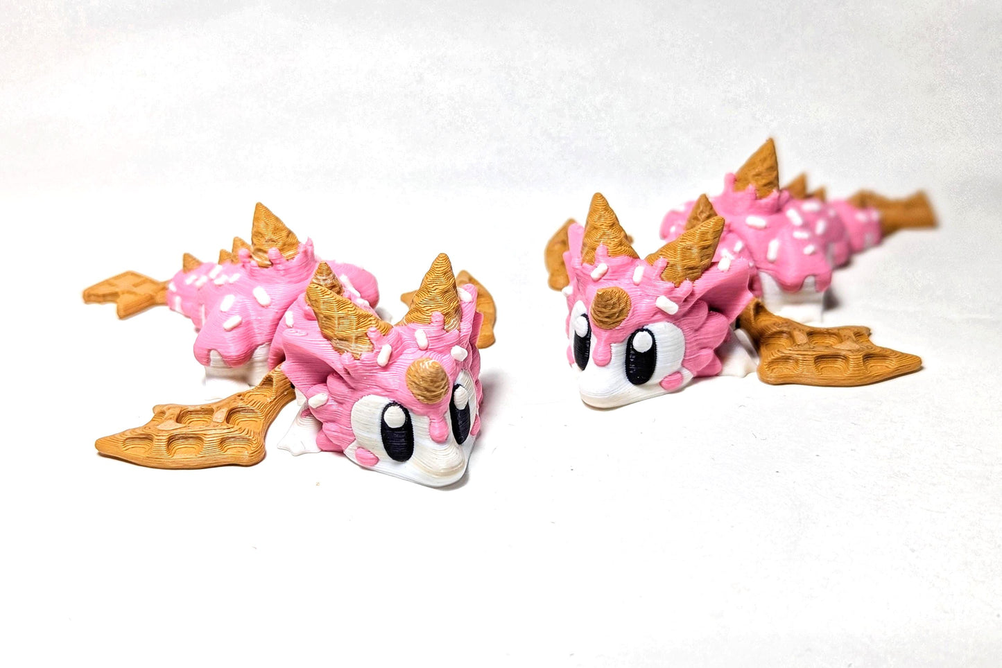 Strawberry Ice Cream Dragon, Sugar Rush Dragon, 3DGOB Tiny Dragon, 3D Printed Articulated Dragon
