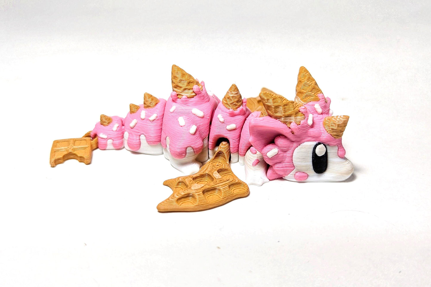 Strawberry Ice Cream Dragon, Sugar Rush Dragon, 3DGOB Tiny Dragon, 3D Printed Articulated Dragon