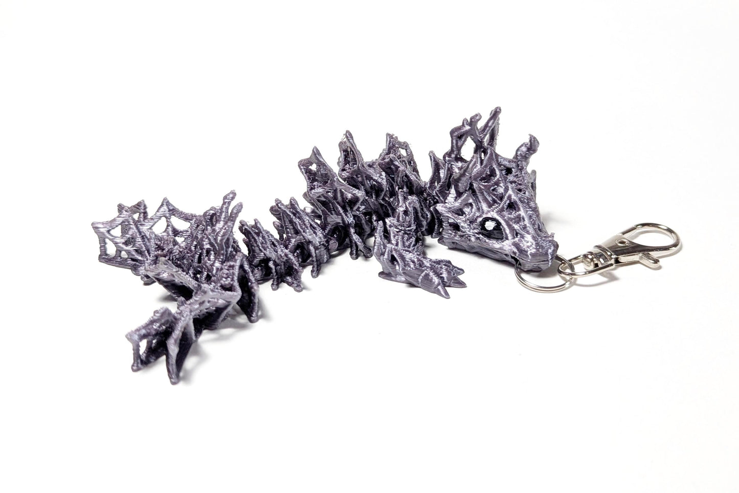 Wicked Dragon Tadling Keychain, Spiderweb Dragon, Cinderwing Tadling Dragon Keychain, Silver Spider Dragon
