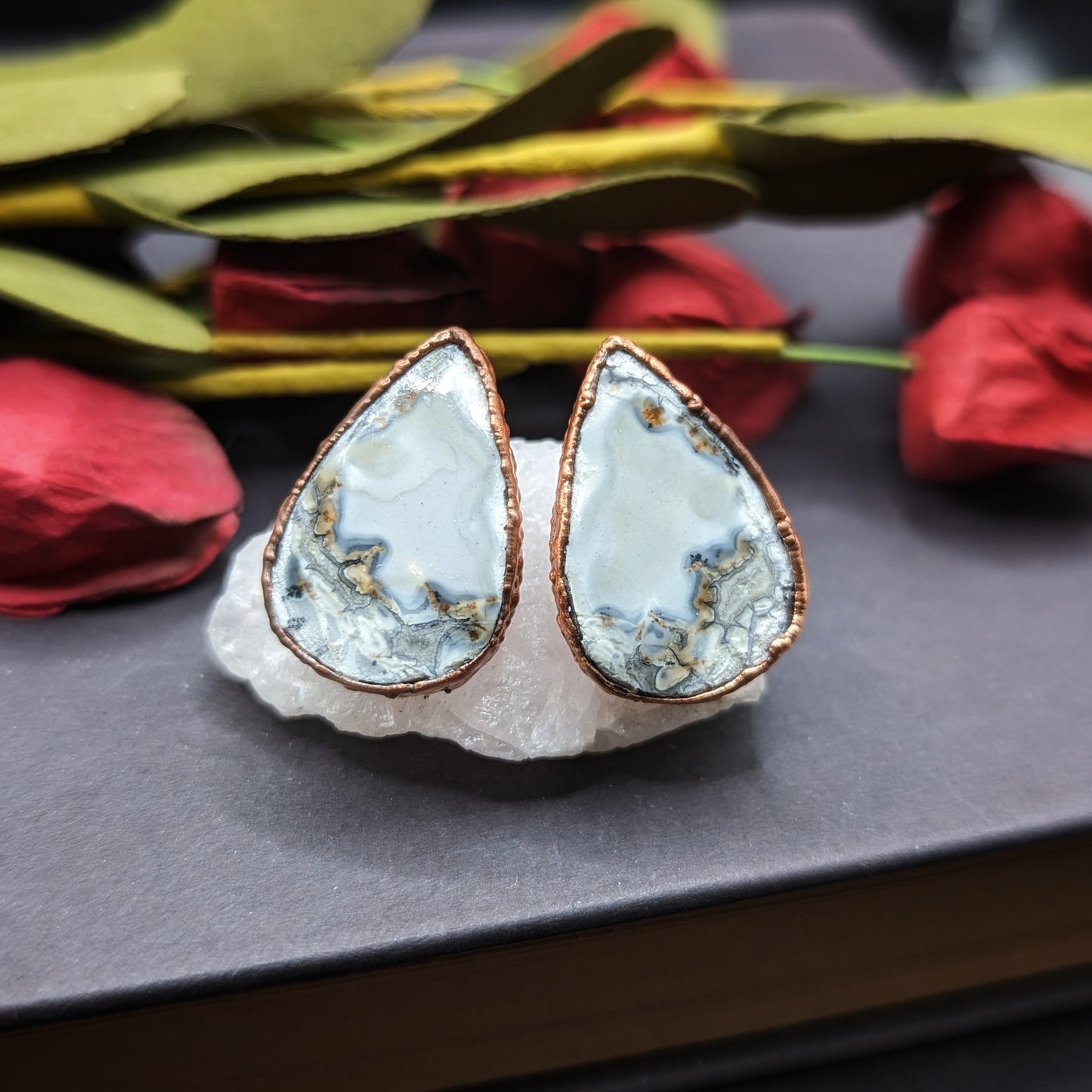 Teardrop Agate Stud Earrings
