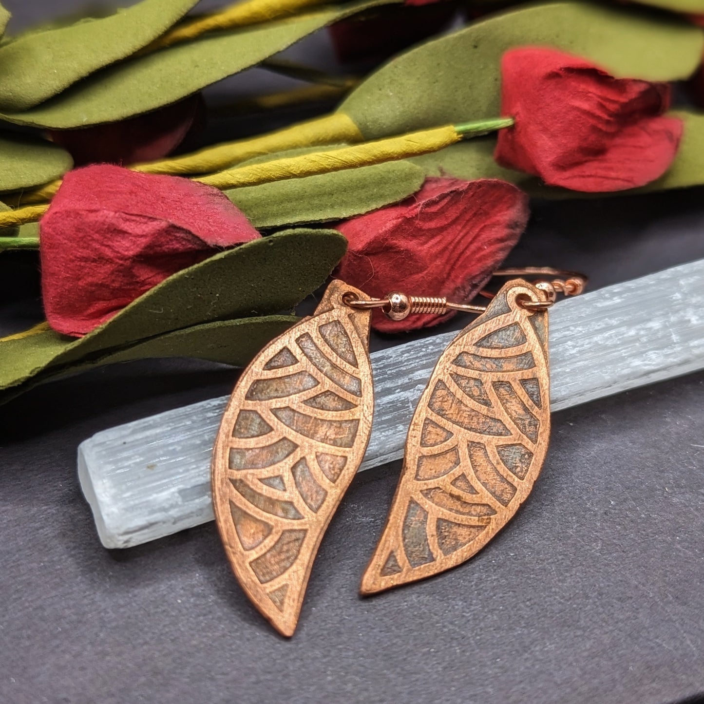 Etched Copper Earrings