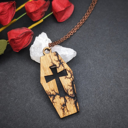 Fractal Burned Coffin Pendant