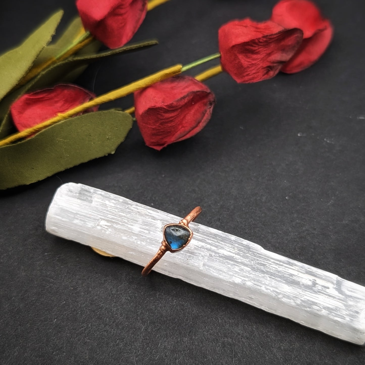 Labradorite Triangle Ring - Size 6.5
