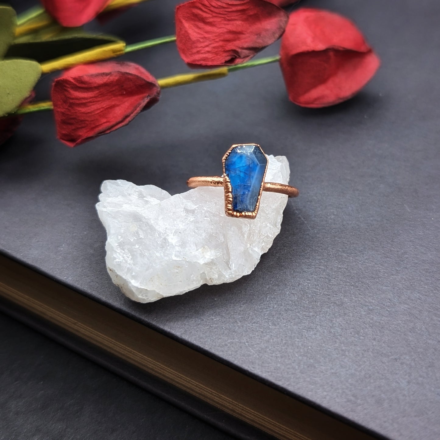 Moonstone Coffin Ring - Size 6.5