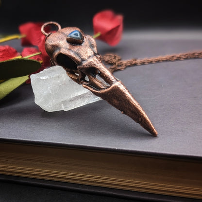 Crow Skull with Labradorite Pendant