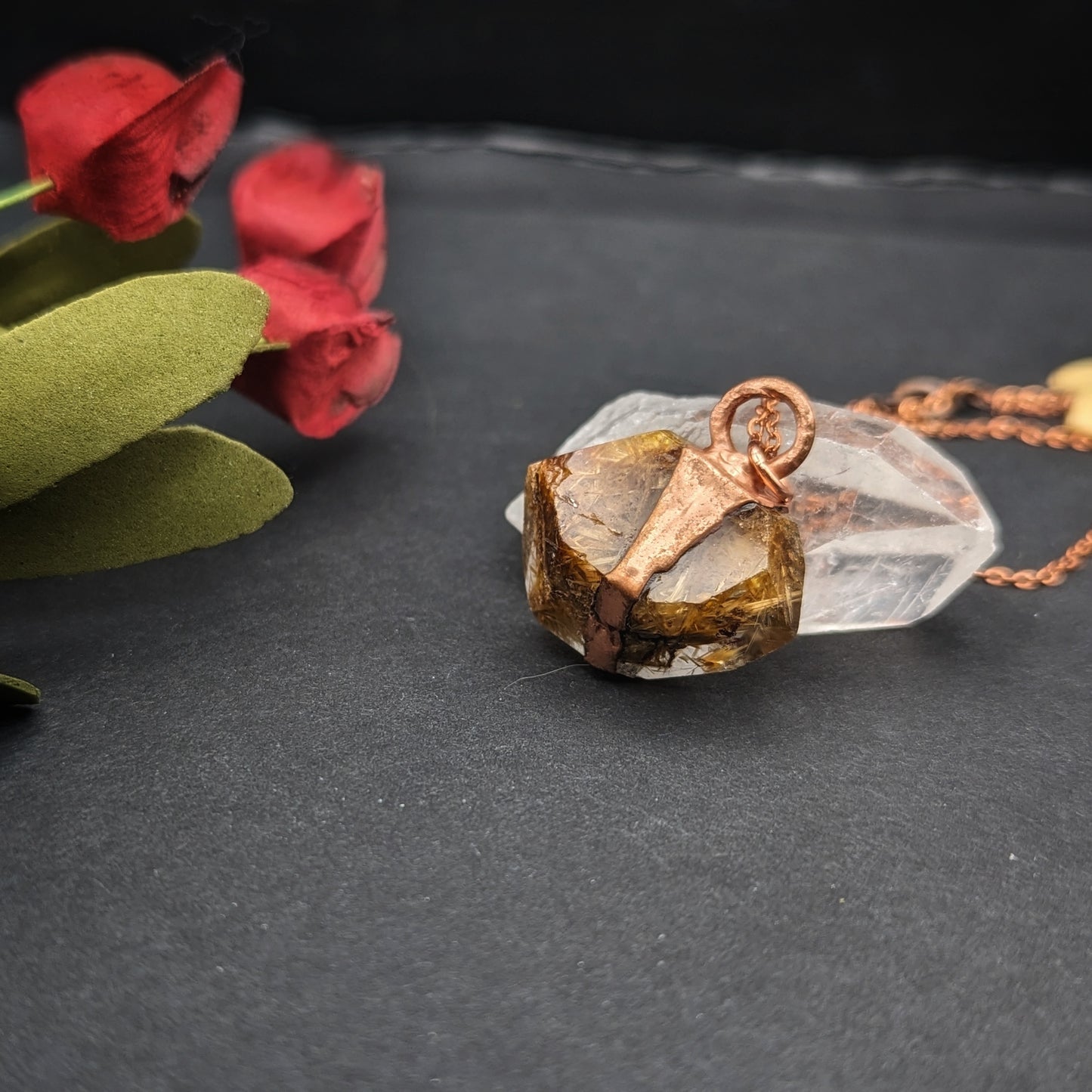 Raw Rutilated Quartz Necklace