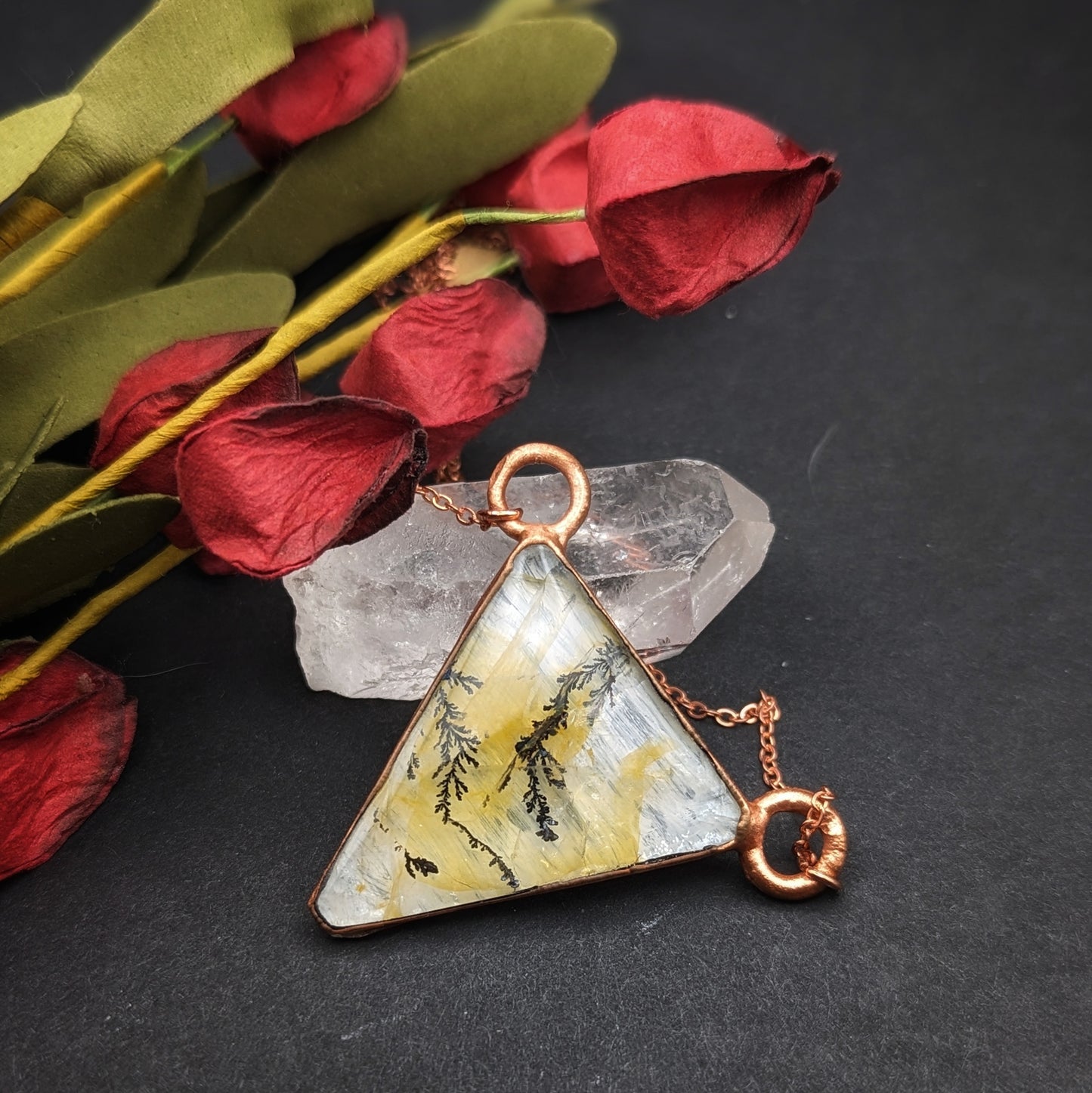 Triangular Dendritic Quartz Necklace