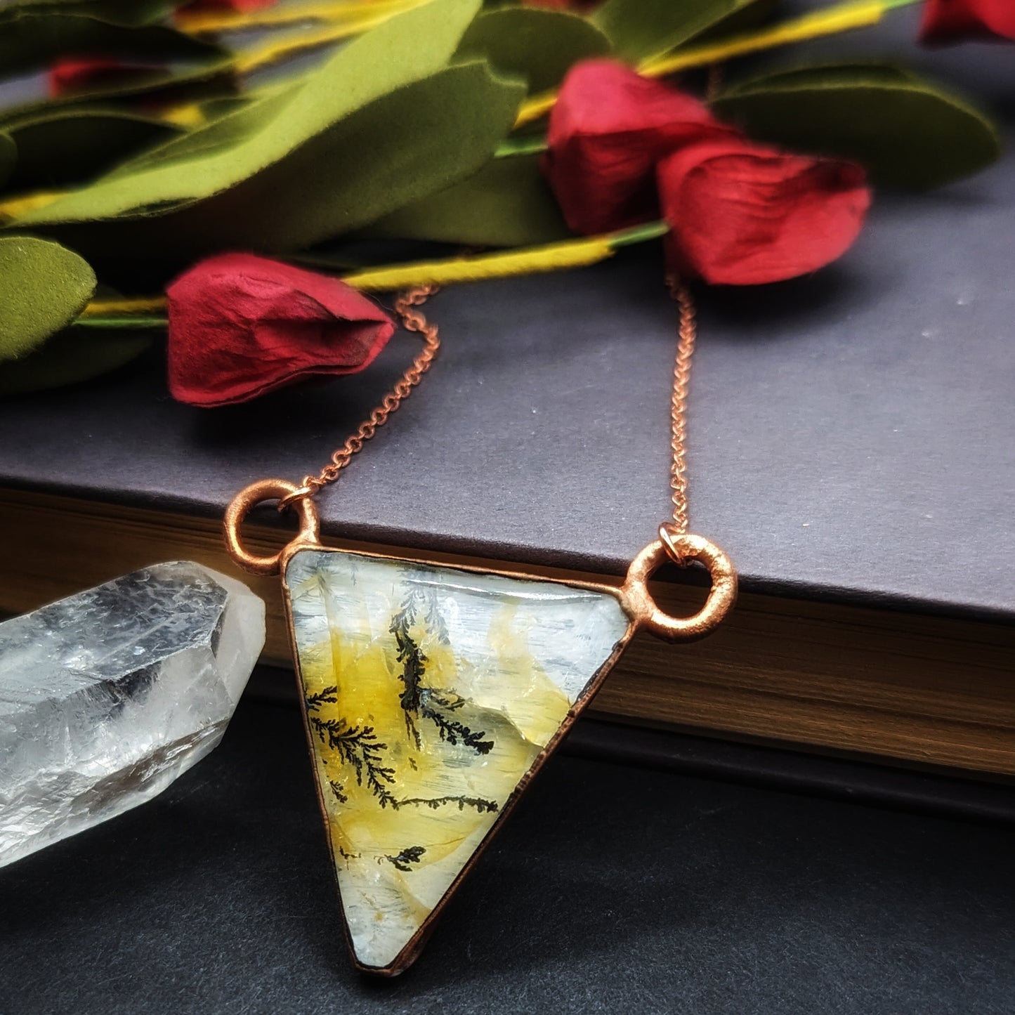 Triangular Dendritic Quartz Necklace