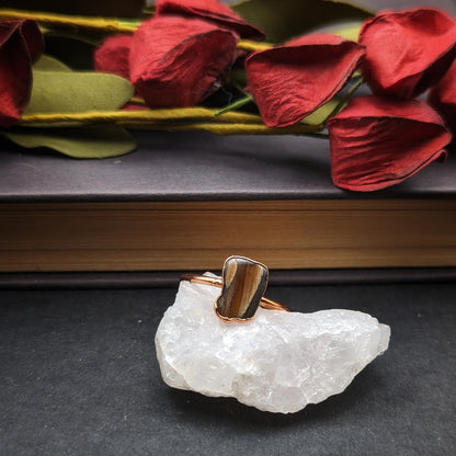 Rectangular Petrified Wood Ring - Size 7.5
