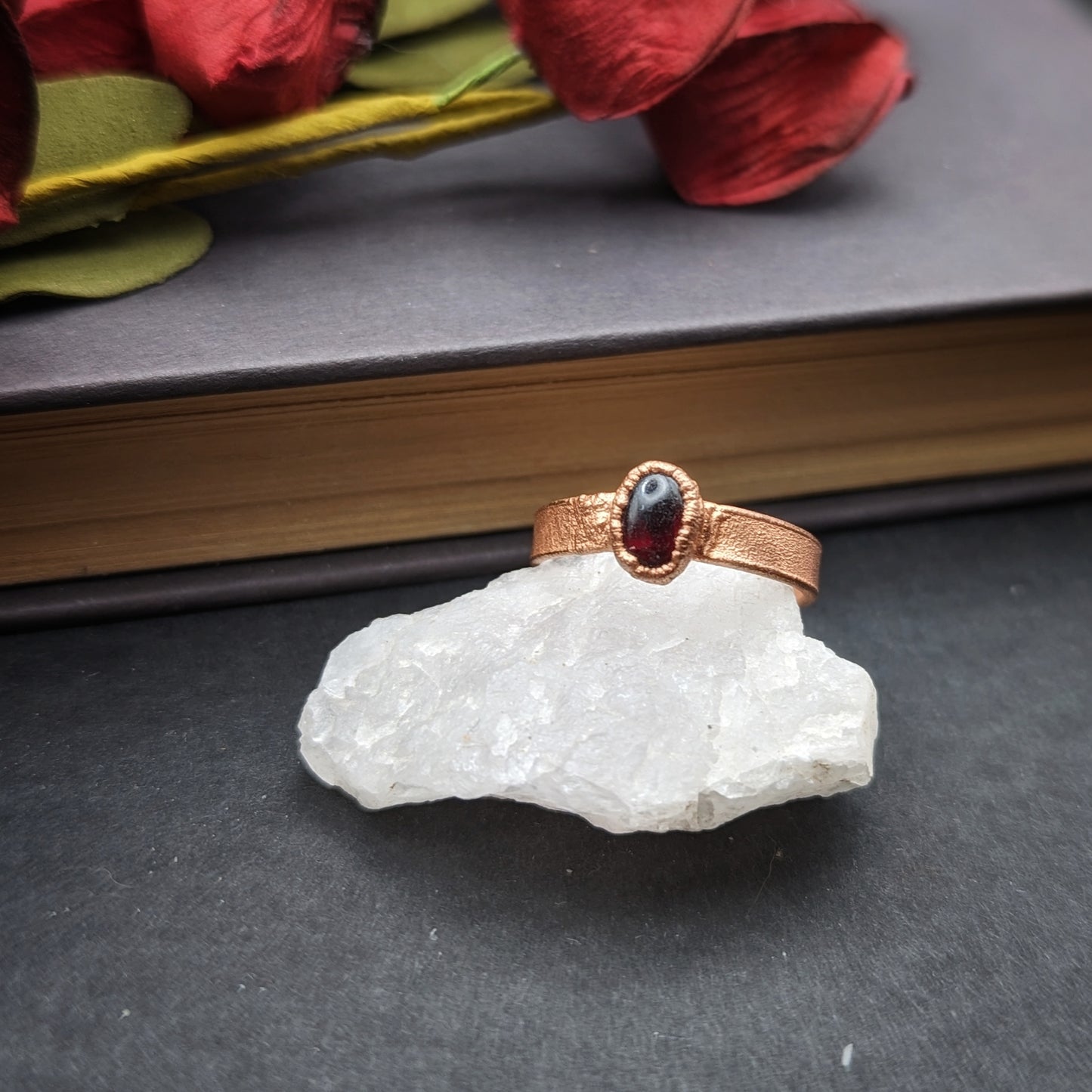 Oval Garnet Ring - Size 7.5