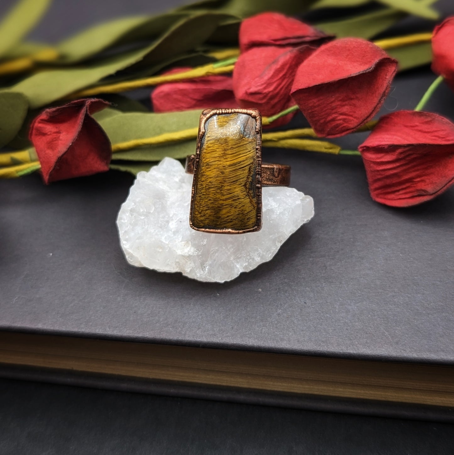 Tigers Eye Statement Ring - Size 8