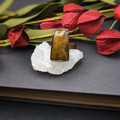 Tigers Eye Statement Ring - Size 8