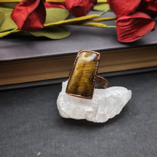 Tigers Eye Statement Ring - Size 8