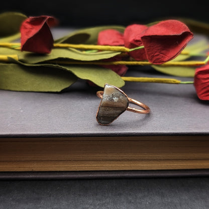 Grey Petrified Wood Ring - Size 10