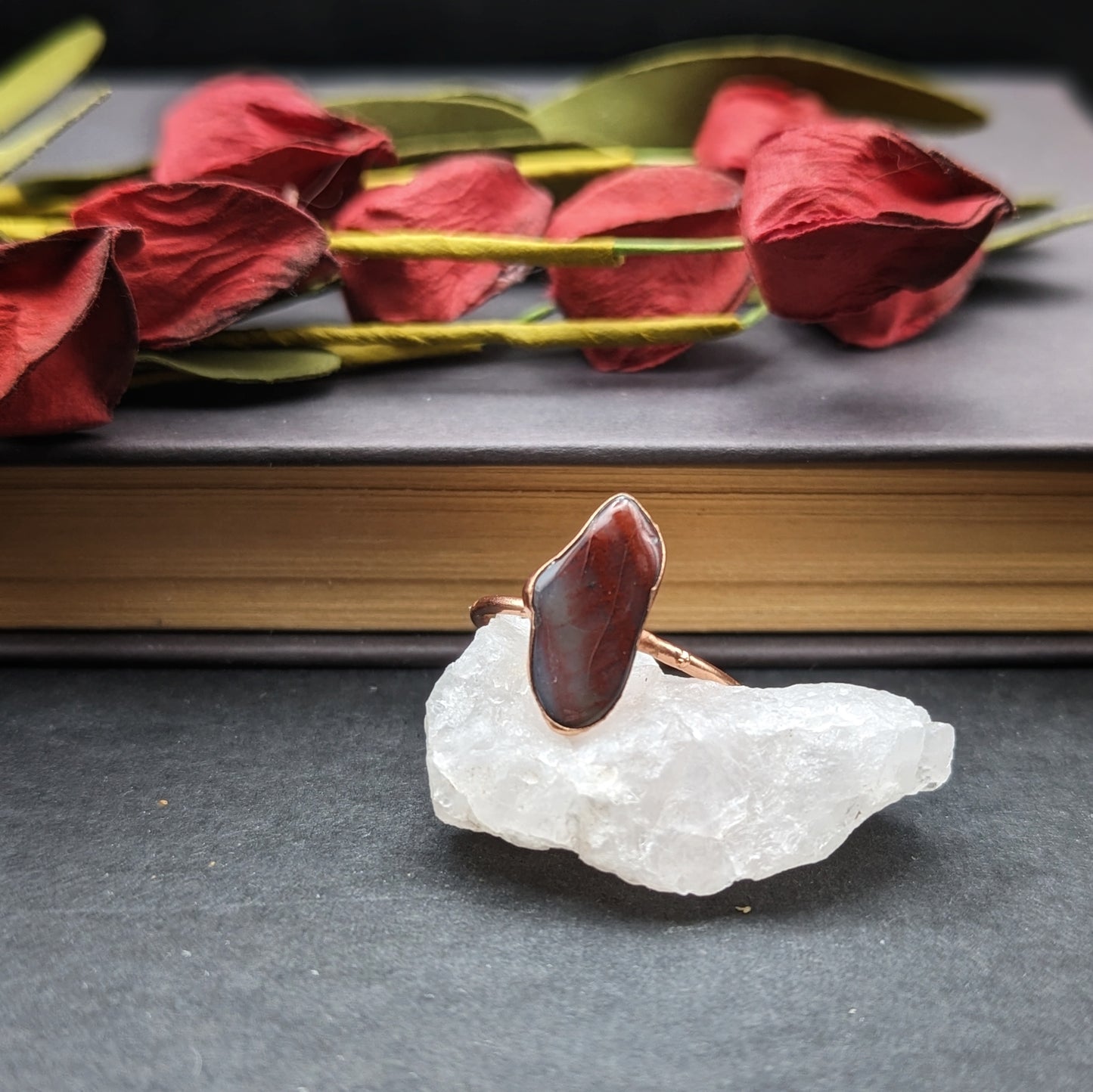 Red Petrified Wood Ring - Size 11