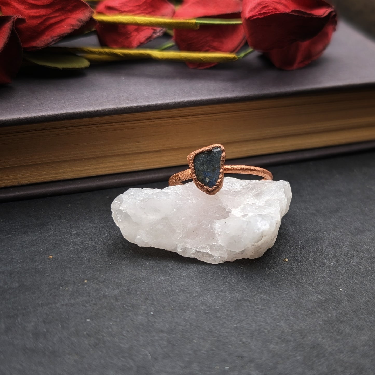 Raw Labradorite Ring - Size 9