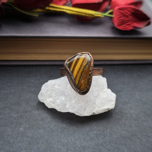 Large Tigers Eye Ring - Size 9