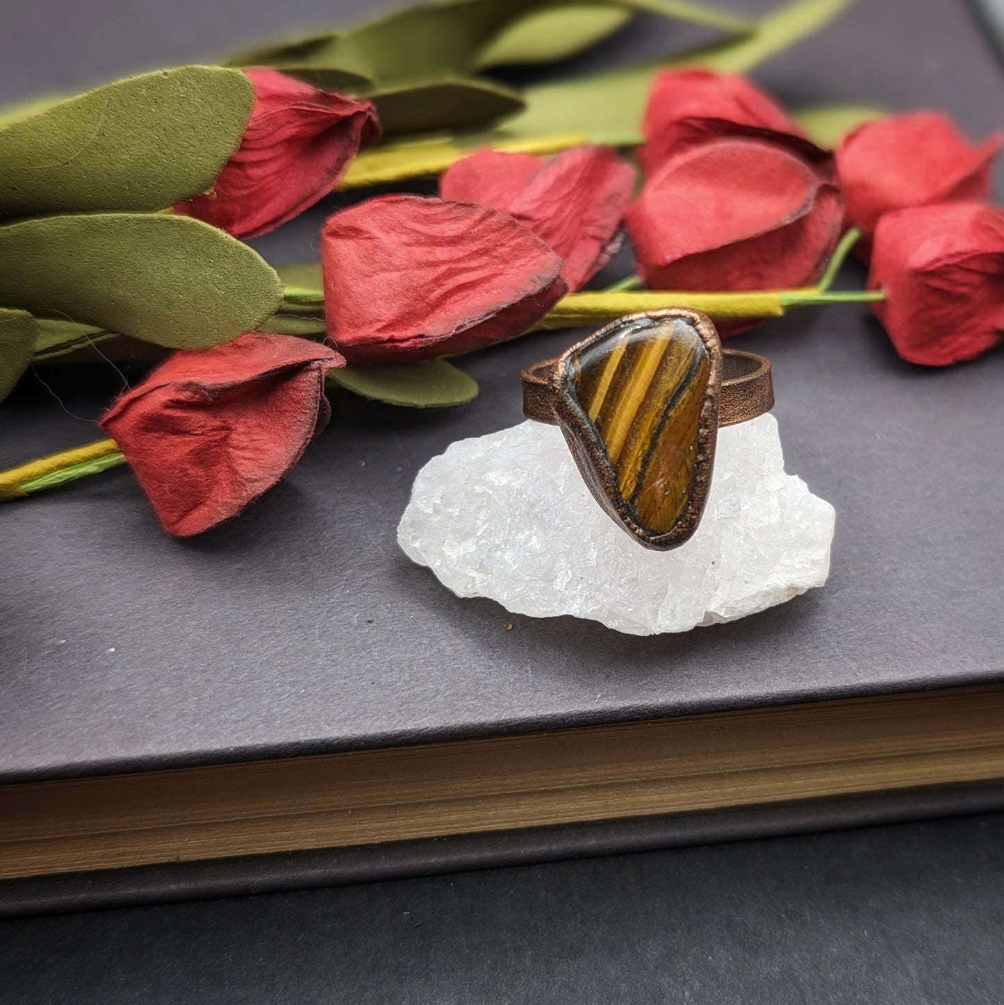 Large Tigers Eye Ring - Size 9