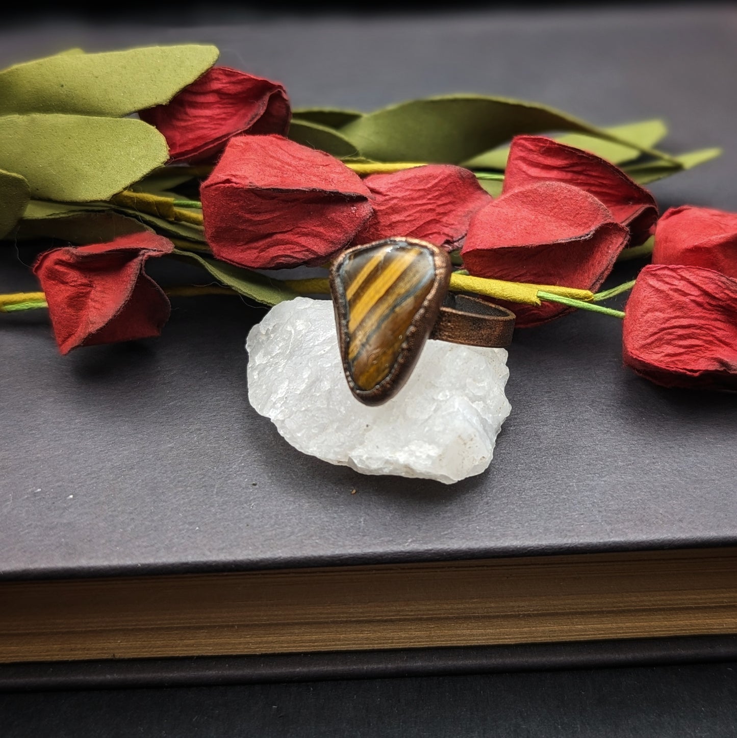 Large Tigers Eye Ring - Size 9