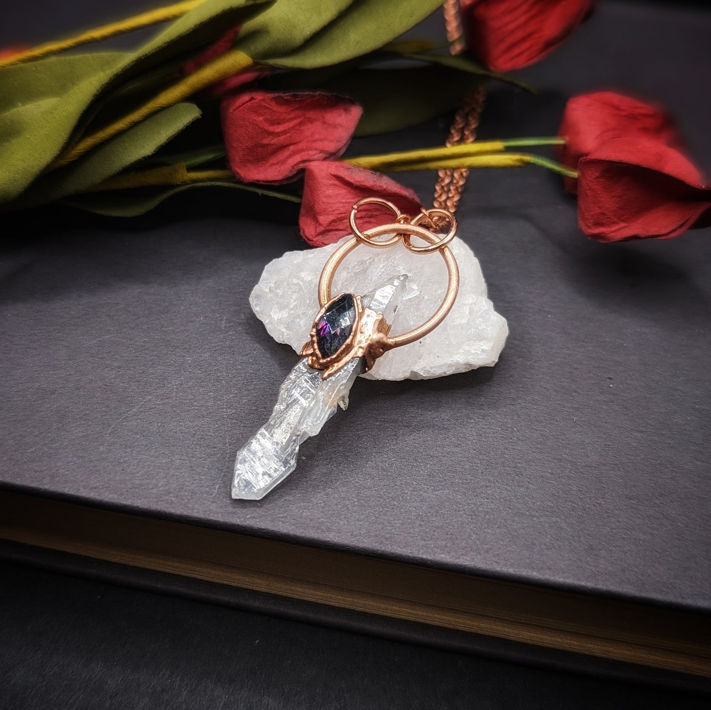 Mystic Topaz and Quartz Necklace