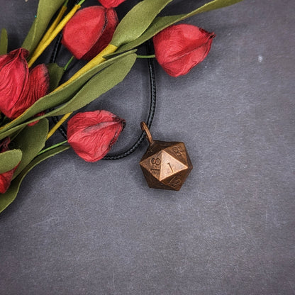 Copper D20 Necklace