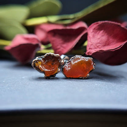 Orange Jelly Opal Stud Earrings
