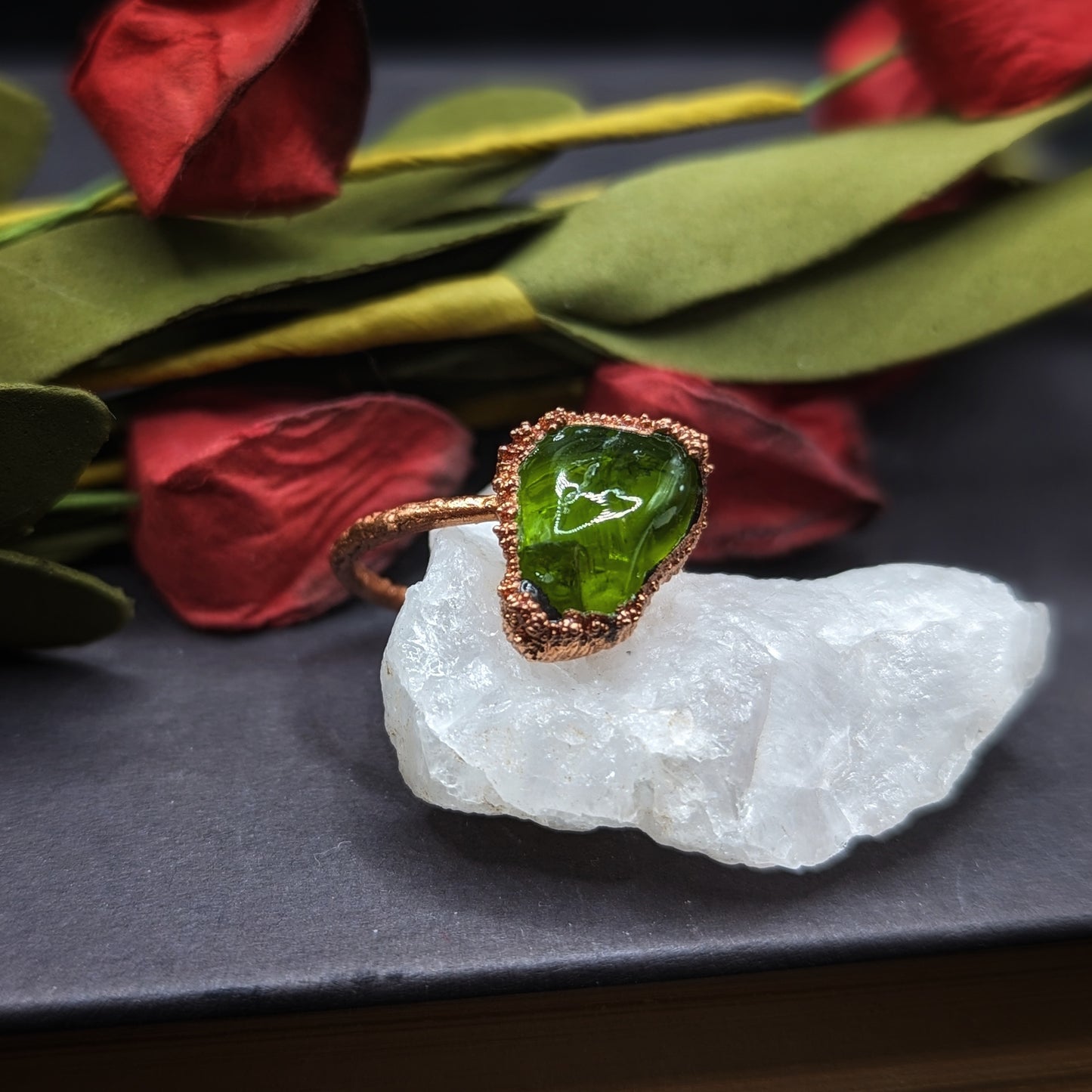 Chunky Arizona Peridot Ring - Size 6.5