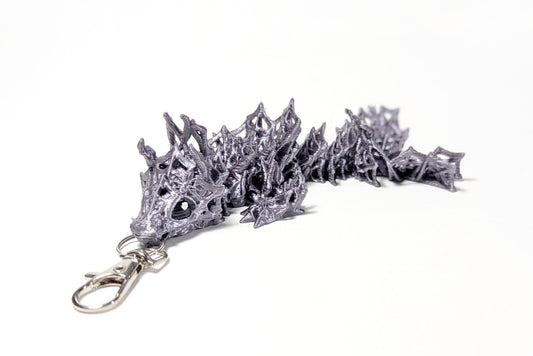 Wicked Dragon Tadling Keychain, Spiderweb Dragon, Cinderwing Tadling Dragon Keychain, Silver Spider Dragon