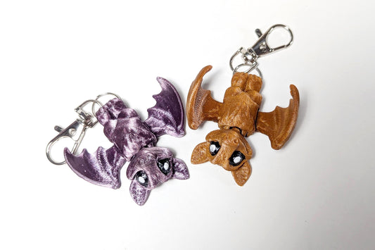 Fruit Bat Keychain, Tiny Articulated Bat, Halloween Keychain, Cute Bat Keychain