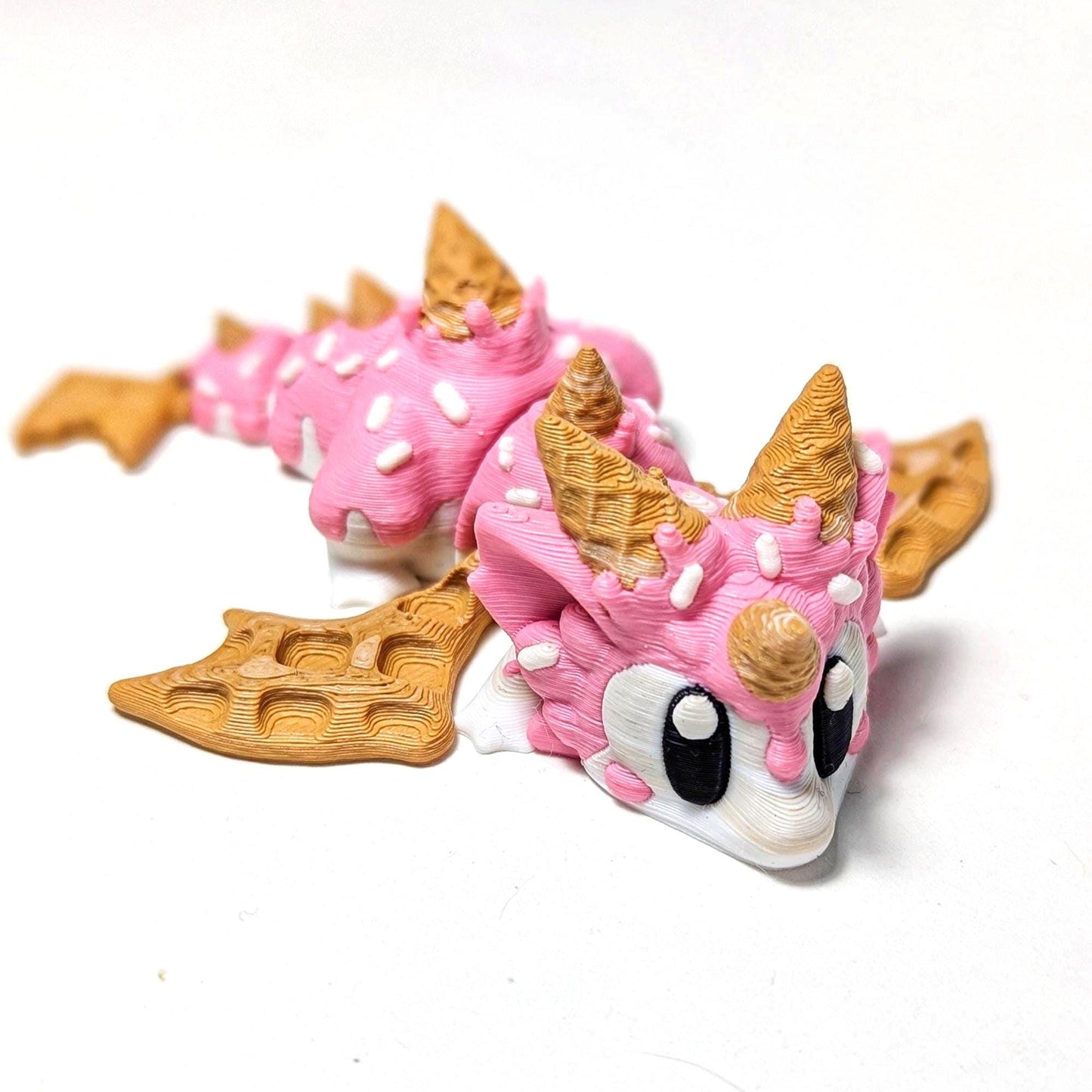 Strawberry Ice Cream Dragon, Sugar Rush Dragon, 3DGOB Tiny Dragon, 3D Printed Articulated Dragon