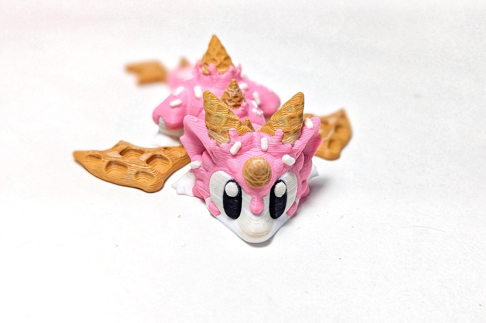 Strawberry Ice Cream Dragon, Sugar Rush Dragon, 3DGOB Tiny Dragon, 3D Printed Articulated Dragon