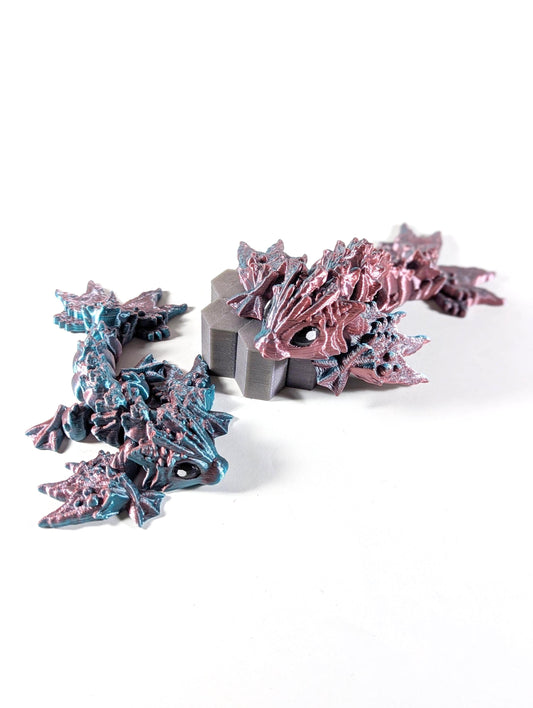 Tiny Ocean Wyvern, Cinderwing Ocean Dragon, Tiny Ocean Dragon, Pink and Blue Color Shift Dragon, 3D Printed Dragon